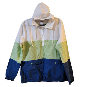 Columbia Womens Pullover Hooded Wind Jacket Size L Lightweight 1/2 Snap Pockets